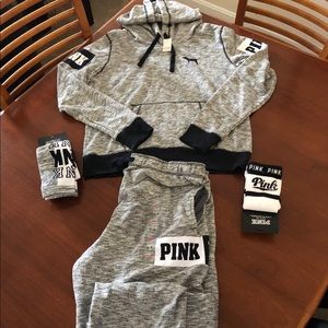 Pink Campus Pants and Hooded Sweatshirt